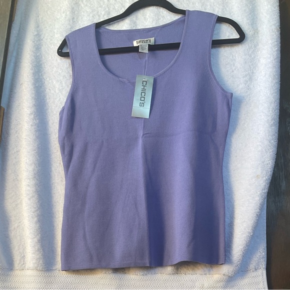 Chico’s Design Apparel Lucie 3 Sleeveless Knit Lilac Glaze; NWT; M/8 - Picture 3 of 10